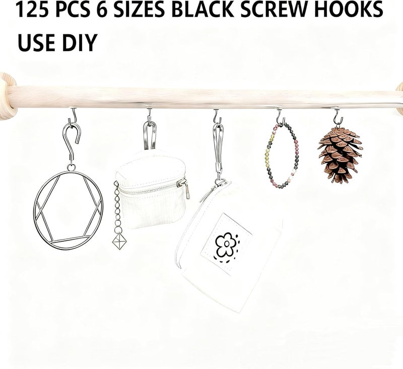 ANDILIKE 125 PCS 6 Sizes Screw in Hooks,Silver Screw Cup Hooks for Hanging Plants,Decorations,kitchenware and DIY Crafts,(1/2",5/8",3/4",5/8“,7/8”,1”,1-1/4“) - Image 3